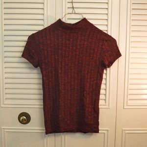 PRINCE & FOX Aeropostale Red Ribbed Mock Neck Tee